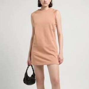 Armani Exchange Crewneck Brand Logo Tan Mini Dress. Size XS.